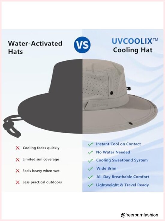 UPF 50+ Cooling Wide Brim Safari Hat, 360° Breathable, Nylon main image 4
